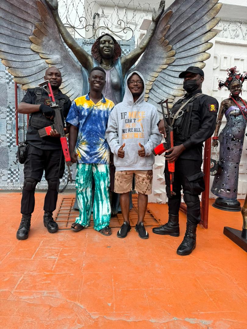 Benjamin with visitors during the June 2026 Lagos group tour